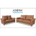 Adorn India Premium Jarvis 3+2 Five Seater Sofa Set (Leatherette Suede Fabric Colour Tan)