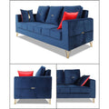 Premium Morgan 3-2 5 Seater Sofa Set (Velvet Fabric Colour Blue)