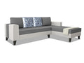 Adorn India Ashley Digitel Print Leatherette Fabric L Shape 8 Seater Sofa Set with 2 Ottoman Puffy & Center Table RHS (Grey & White) (3 Year Warranty)