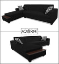 Blazer L Shape 6 Seater Sofa Set (Left Side) (Black)