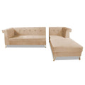 Premium Raygan L Shape 6 Seater Sofa Set Right Side (Velvet Fabric Colour Beige)