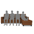 Chandler Plain L Shape 6 Seater Sofa Set RHS (Brown)
