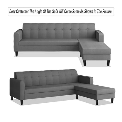 Adorn India Wood Rio Elegant L Shape 5 Seater Sofa Set (RHS) (Grey)