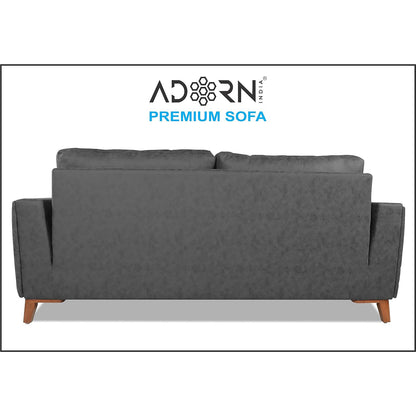 Adorn India Premium Phoenix 3 Seater Sofa (Leatherette Suede Fabric Colour Grey)