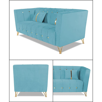 Adorn India Premium Lotus 3-1-1 5 Seater Sofa Set (Velvet Fabric Colour Aqua Blue)