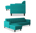 Rio Elegant L Shape 8 Seater Sofa Set with Center Table and 2 Ottoman Puffy (LHS) (Aqua Blue)
