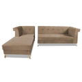 Premium Raygan L Shape 6 Seater Sofa Set Left Side (Velvet Fabric Colour Camel)