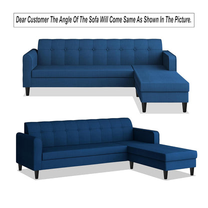 Adorn India Wood Rio Elegant L Shape 5 Seater Sofa Set (RHS) (Blue)