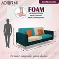 Adorn India Premium Harlem 3 Seater Sofa | Velvet Suede Upholstery | 3-Year Warranty | Ocean Blue, Aqua Blue & Beige with Gold Legs & Cushion