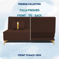 Adorn India Premium New Alyssum 3 Seater Sofa Cum Bed 4X6 Velvet Suede with 2 Cushions (Color Brown) and Suitable for All Indoor, with 3 Years Warranty