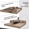Adorn India Easy Premium Modular 4 Seater Sofa Cum Bed | Velvet Suede Fabric | Colour Camel | Modern Design | Size 6x6 Fit | Comfortable for Seat & Sleep | Washable Cover | Perfect for Home & Office