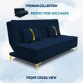 Adorn India Premium New Alyssum 3 Seater Sofa Cum Bed 4X6 Velvet Suede with 2 Cushions (Color Blue) and Suitable for All Indoor, with 3 Years Warranty