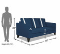 Adorn India Wood Chandler Plus 3 Seater Sofa (Blue), 3-Person Sofa