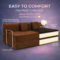 Adorn India Easy Premium Modular 4 Seater Sofa Cum Bed | Velvet Suede Fabric | Colour Brown | Modern Design | Size 6x6 Fit | Comfortable for Seat & Sleep | Washable Cover | Perfect for Home & Office