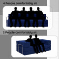Adorn India Easy Premium Modular 4 Seater Sofa Cum Bed | Velvet Suede Fabric | Colour Blue | Modern Design | Size 6x6 Fit | Comfortable for Seat & Sleep | Washable Cover | Perfect for Home & Office