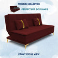 Adorn India Premium New Alyssum 3 Seater Sofa Cum Bed 4X6 Velvet Suede with 2 Cushions (Color Maroon) and Suitable for All Indoor, with 3 Years Warranty