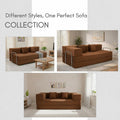Adorn India Easy Premium Modular 4 Seater Sofa Cum Bed | Velvet Suede Fabric | Colour Brown | Modern Design | Size 6x6 Fit | Comfortable for Seat & Sleep | Washable Cover | Perfect for Home & Office