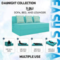Adorn India Easy 3 Seater Sofa Cum Bed (Rhombus Pattern) Size 5' X 6' Ft (Aqua Blue Color) Perfect for Home & Office for Guests (1 Year Warranty)