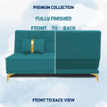 Adorn India Premium New Alyssum 3 Seater Sofa Cum Bed 4X6 Velvet Suede with 2 Cushions (Color Aqua Blue) and Suitable for All Indoor, with 3 Years Warranty