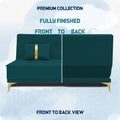 Adorn India Premium New Alyssum 3 Seater Sofa Cum Bed 4X6 Velvet Suede with 2 Cushions (Color Ocean Blue) and Suitable for All Indoor, with 3 Years Warranty