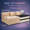 Adorn India Easy Premium Modular 4 Seater Sofa Cum Bed | Velvet Suede Fabric | Colour Beige | Modern Design | Size 6x6 Fit | Comfortable for Seat & Sleep | Washable Cover | Perfect for Home & Office