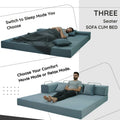 Adorn India Easy Premium Modular 4 Seater Sofa Cum Bed | Velvet Suede Fabric | Colour Grey | Modern Design | Size 6x6 Fit | Comfortable for Seat & Sleep | Washable Cover | Perfect for Home & Office