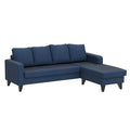 Adorn India Chandler Plain L Shape 5 Seater Sofa Set RHS (Blue) (3 Year Warranty)