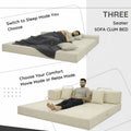 Adorn India Easy Premium Modular 4 Seater Sofa Cum Bed | Velvet Suede Fabric | Colour Cream | Modern Design | Size 6x6 Fit | Comfortable for Seat & Sleep | Washable Cover | Perfect for Home & Office