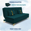 Adorn India Premium New Alyssum 3 Seater Sofa Cum Bed 4X6 Velvet Suede with 2 Cushions (Color Ocean Blue) and Suitable for All Indoor, with 3 Years Warranty