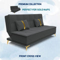 Adorn India Premium New Alyssum 3 Seater Sofa Cum Bed 4X6 Velvet Suede with 2 Cushions (Color Dark Grey) and Suitable for All Indoor, with 3 Years Warranty