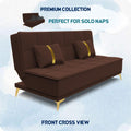 Adorn India Premium New Alyssum 3 Seater Sofa Cum Bed 4X6 Velvet Suede with 2 Cushions (Color Brown) and Suitable for All Indoor, with 3 Years Warranty