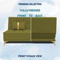 Adorn India Premium New Alyssum 3 Seater Sofa Cum Bed 4X6 Velvet Suede with 2 Cushions (Color Light Green) and Suitable for All Indoor, with 3 Years Warranty