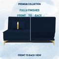 Adorn India Premium New Alyssum 3 Seater Sofa Cum Bed 4X6 Velvet Suede with 2 Cushions (Color Blue) and Suitable for All Indoor, with 3 Years Warranty