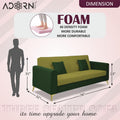 Adorn India Premium Harlem 3 Seater Sofa | Velvet Suede Upholstery | 3-Year Warranty | Dark Green & Light Green with Gold Legs & Cushion