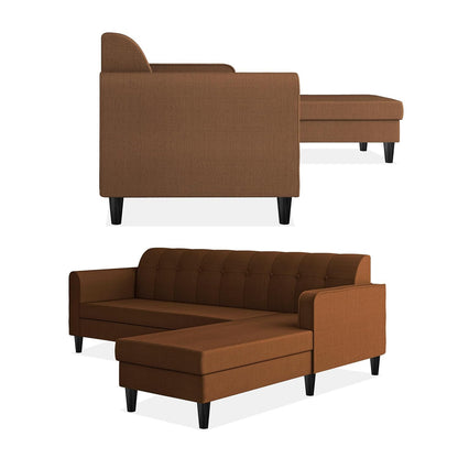 Adorn India Wood Rio Elegant L Shape 5 Seater Sofa Set (RHS) (Brown)