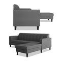 Adorn India Rio Elegant L Shape 5 Seater Sofa Set (RHS) (Grey) (3 Year Warranty)