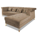 Premium Raygan L Shape 6 Seater Sofa Set Right Side (Velvet Fabric Colour Camel)