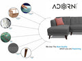 Adorn India (3 Years Warranty Leaf 6 Seater Corner Sofa (Grey) Left Hand Side