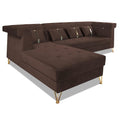 Premium Raygan L Shape 6 Seater Sofa Set Left Side (Velvet Fabric Colour Brown)