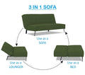 Adorn India Benjamin 3 Seater Sofa Cum Bed (Green) (3 Year Warranty)