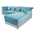 Premium Raygan L Shape 6 Seater Sofa Set Right Side (Velvet Fabric Colour Aqua Blue)