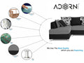 Adorn India (3 Years Warranty Boom 5 Seater Corner Sofa Floral Cushion Left Hand Side (Grey & Black)