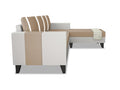 Ashley Stripes Leatherette Fabric L Shape 5 Seater Sofa Set RHS (Beige & White)
