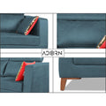 Adorn India Premium Pluto 3 Seater Sofa (Blue)