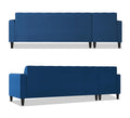 Rio Elegant L Shape 8 Seater Sofa Set with Center Table and 2 Ottoman Puffy (LHS) (Blue)