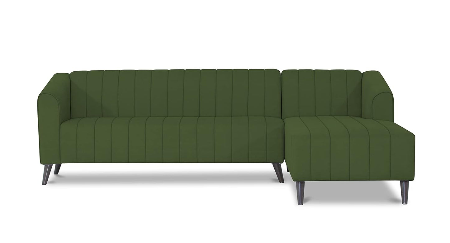 Adorn India Premium Laurel L Shape 6 Seater Sofa Set (RHS) (Green)