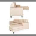 Adorn India Wood Darcy L shape 5 seater sofa set (RHS) (Beige)