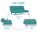 Adorn India Benjamin 3 Seater Sofa Cum Bed (Aqua Blue) (3 Year Warranty)