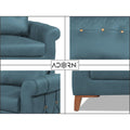 Adorn India Premium Jarvis 3 Seater Sofa (Leatherette Suede Fabric Color Blue)