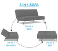Adorn India Benjamin 3 Seater Sofa Cum Bed (Grey) (3 Year Warranty)